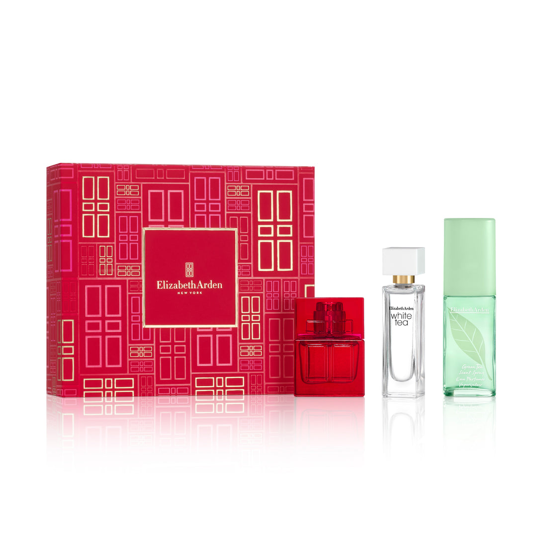 Coffret Trio Prestige, Parfum pour Femme, Red Door, Green Tea et White Tea, Parfums Miniatures