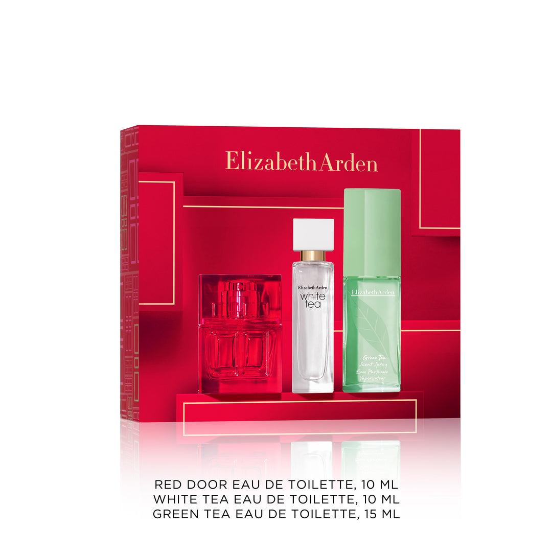 Coffret Trio Prestige, Parfum pour Femme, Red Door, Green Tea et White Tea, Parfums Miniatures