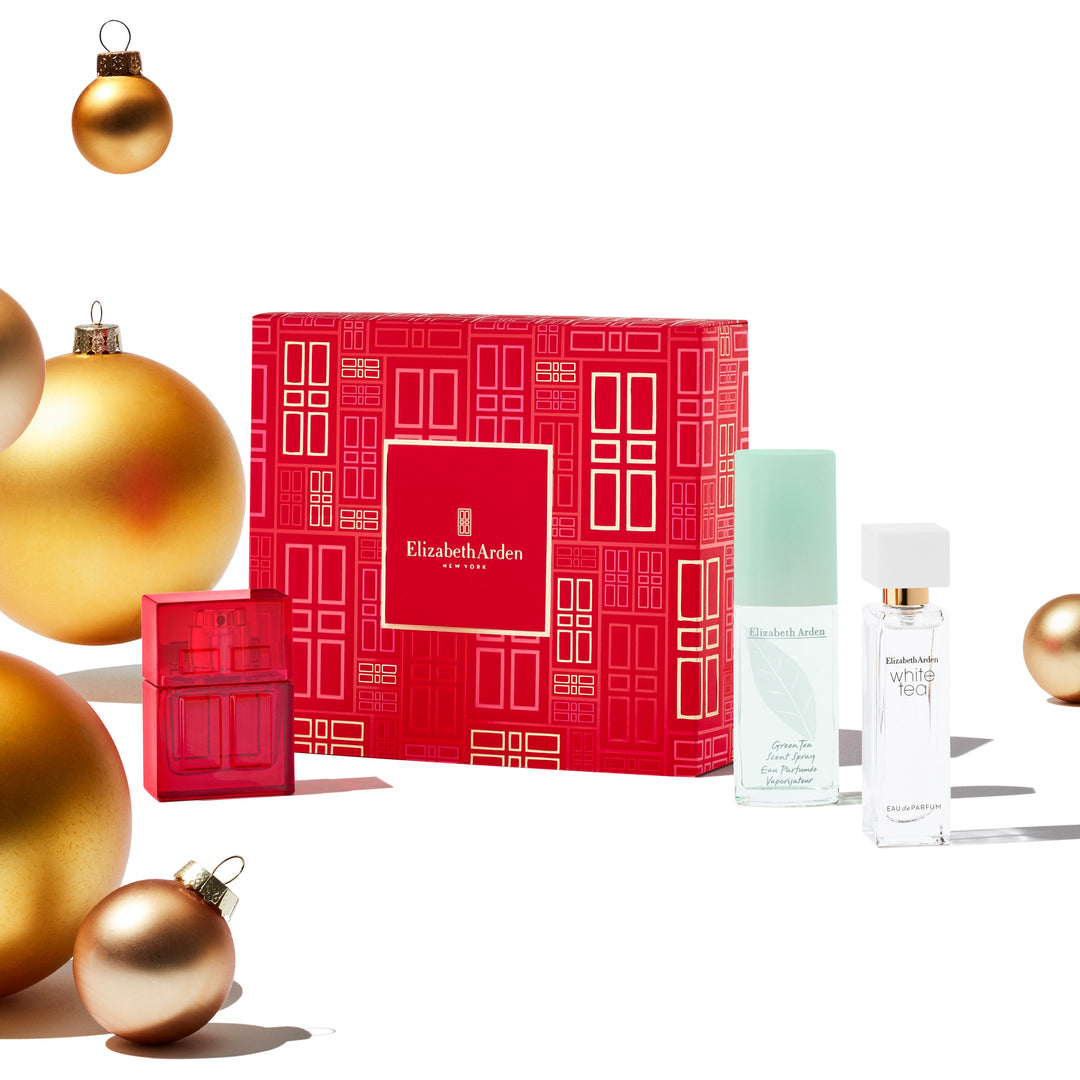 Coffret Trio Prestige, Parfum pour Femme, Red Door, Green Tea et White Tea, Parfums Miniatures